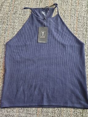 1st Phorm Navy Ribbed Halter Tank